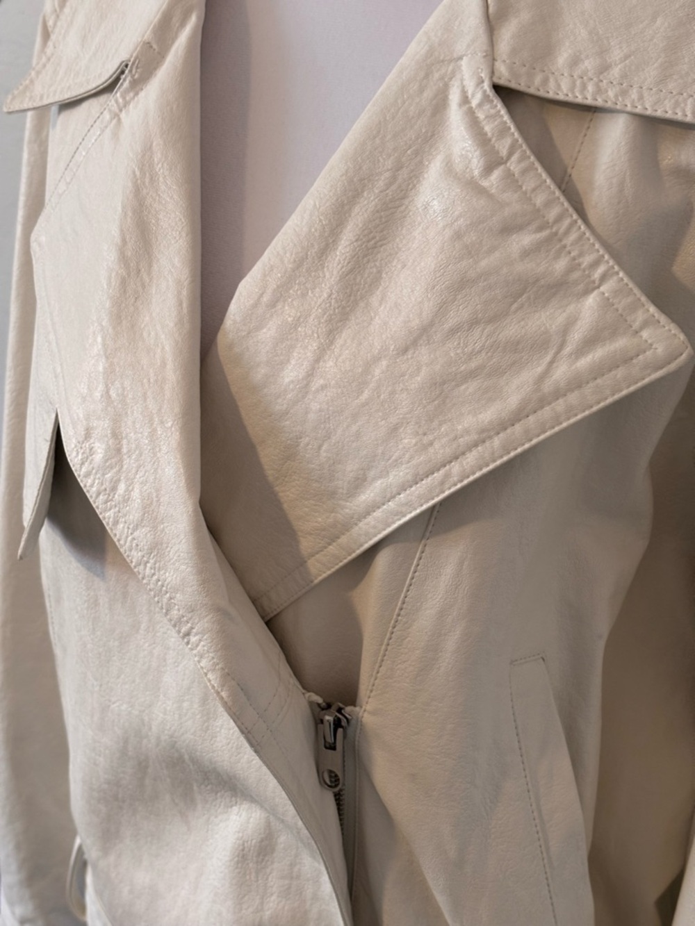 Zara Off White Lightweight Faux Leather Jacket Size M - Picture 6 of 16